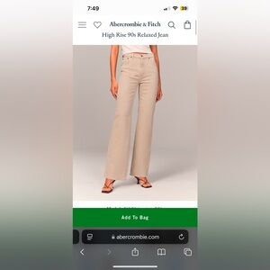 Abercrombie 90s High Rise Relaxed Jeans (26 Long) (Color is Oat)